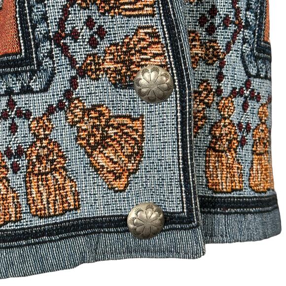 Painted Pony Women's Size M Tapestry Jacket Earthy Vintage Floral Tassel Print - Picture 9 of 11